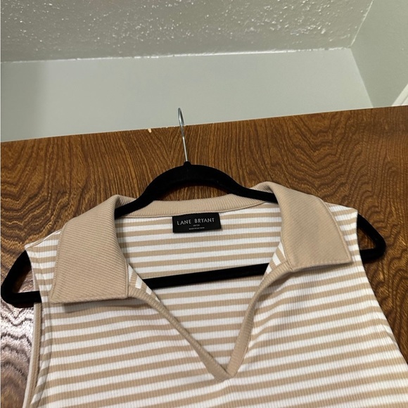 Lane Bryant Collared Striped Ribbed Tank - Picture 3 of 12